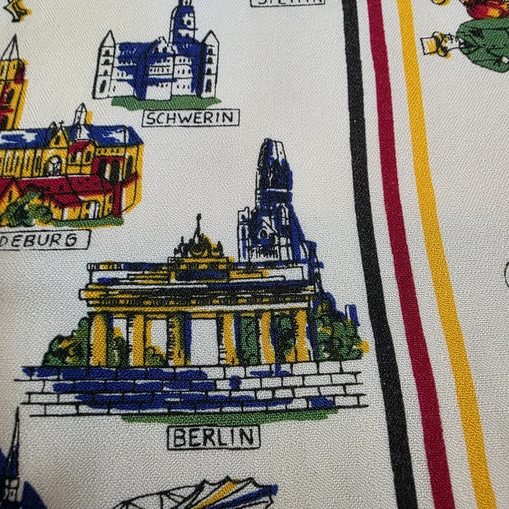Vintage Germany Tablecloth Map Souvenir 58x49